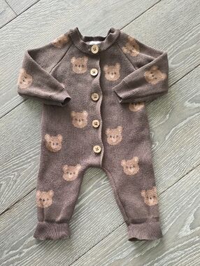 Jamie Kay Knit Bear One-Piece | 0-3M